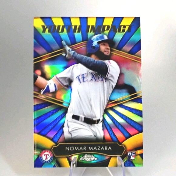 2016 Topps Chrome - Youth Impact Nomar Mazara #YI-13 (RC) REFRACTOR - Picture 3 of 7